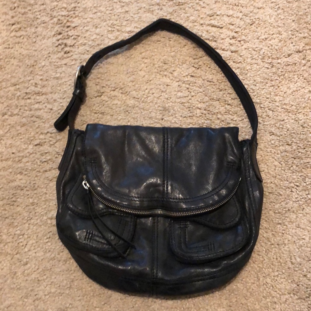 Lucky brand black genuine leather shoulder bag